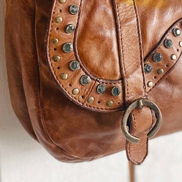 Sara Luxe Tan Saddle Bag