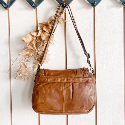 Sara Luxe Tan Saddle Bag