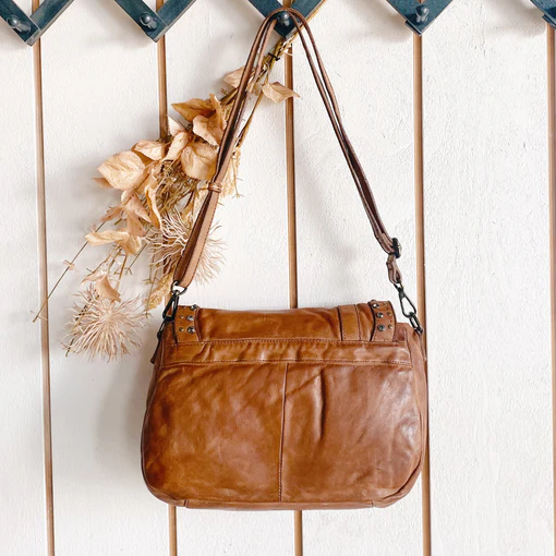 Sara Luxe Tan Saddle Bag