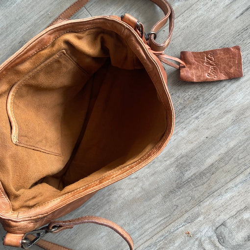Sara Luxe Tan Saddle Bag