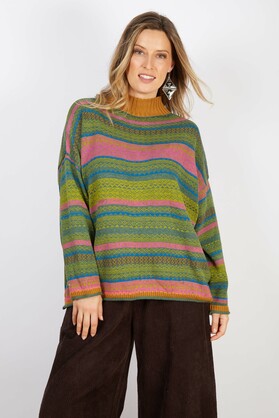 COTTON & RECYCLED FIBERS KNIT GREEN AND PINK