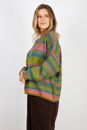 COTTON & RECYCLED FIBERS KNIT GREEN AND PINK
