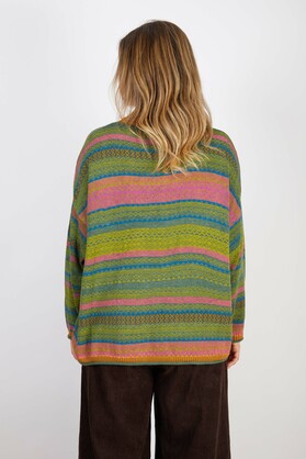 COTTON & RECYCLED FIBERS KNIT GREEN AND PINK