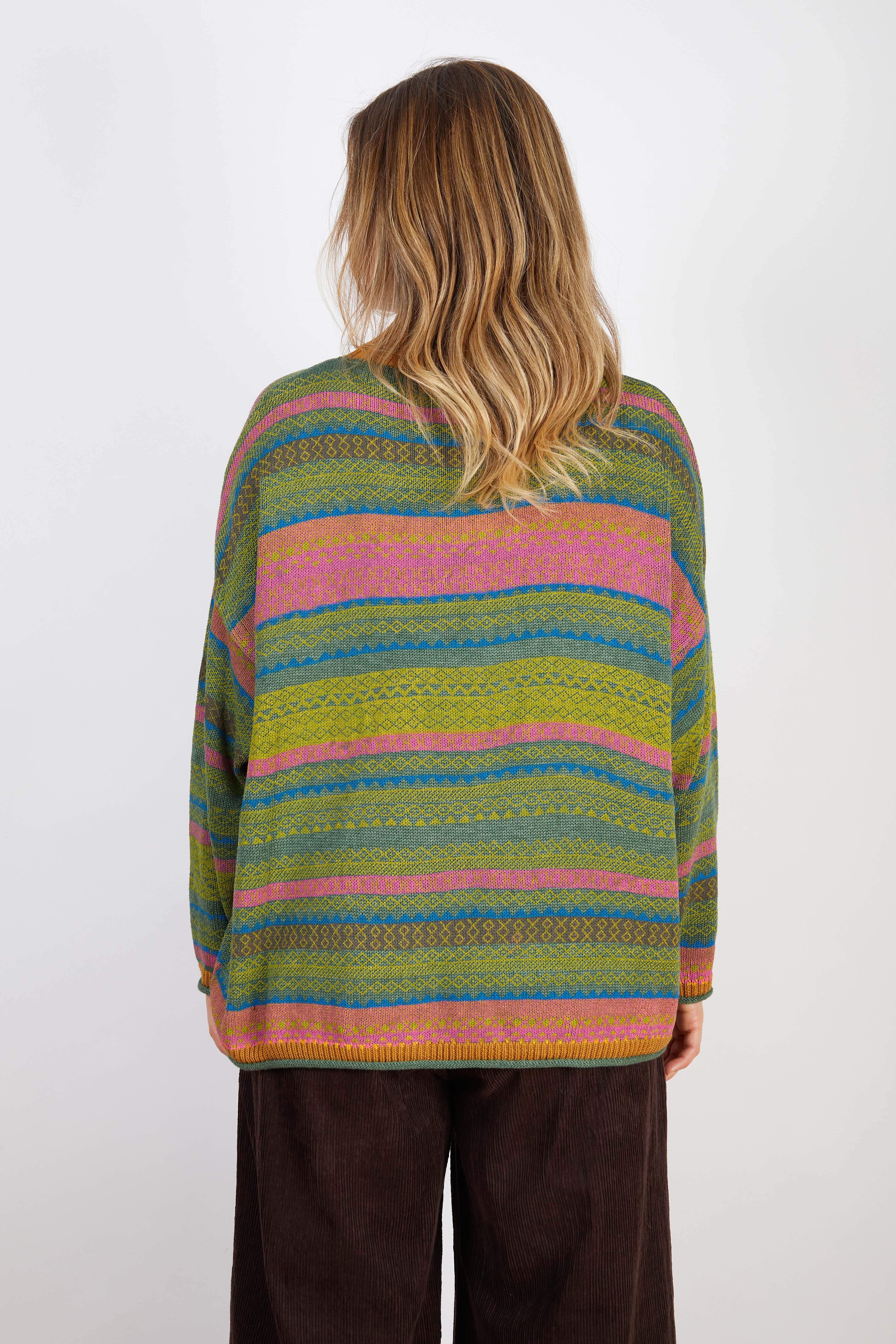 COTTON & RECYCLED FIBERS KNIT GREEN AND PINK