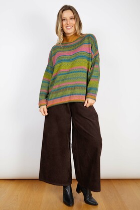 COTTON & RECYCLED FIBERS KNIT GREEN AND PINK