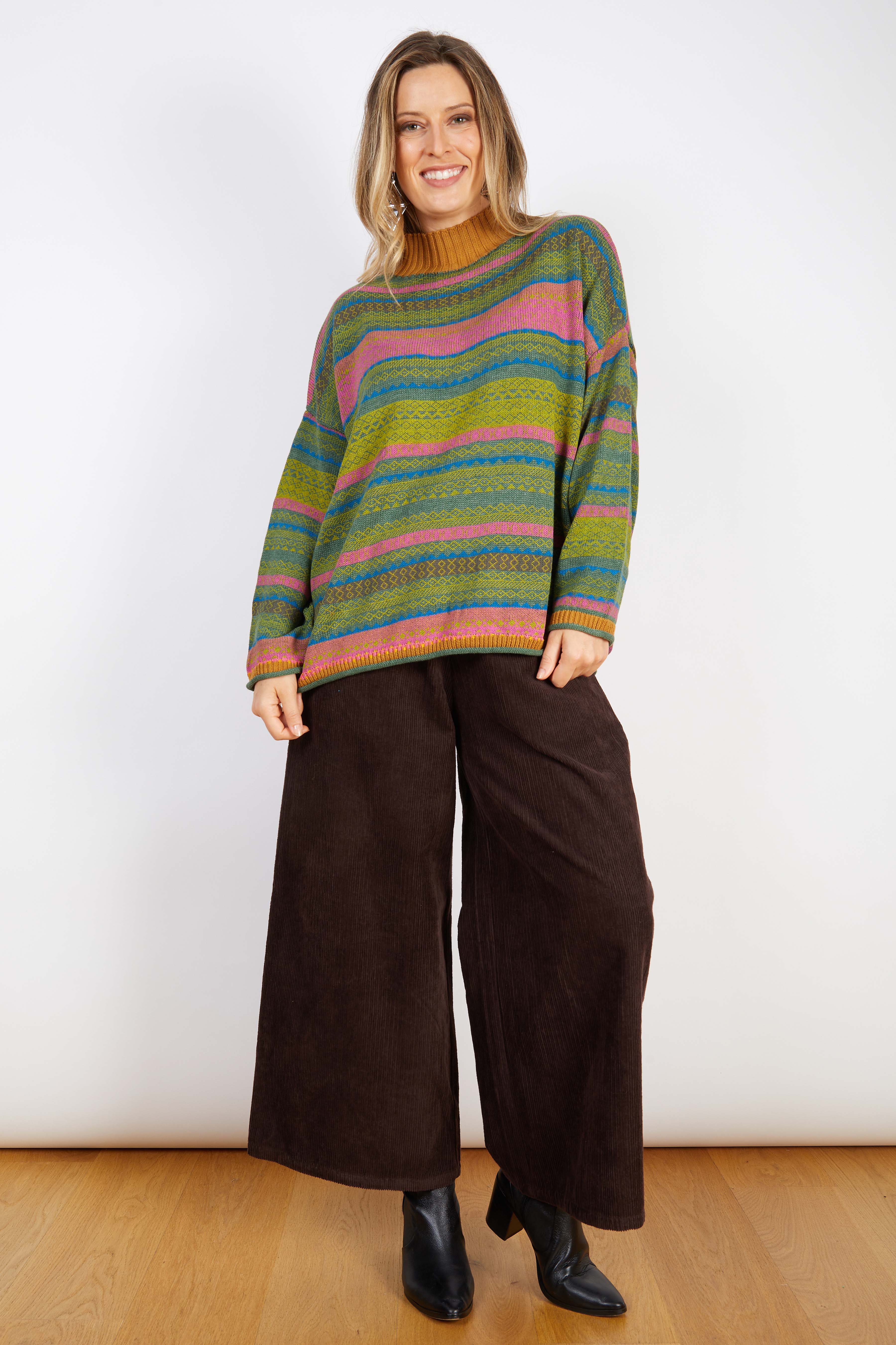 COTTON & RECYCLED FIBERS KNIT GREEN AND PINK