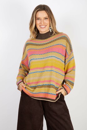 COTTON & RECYCLED FIBERS KNIT YELLOW AND PINK