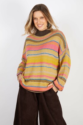 COTTON & RECYCLED FIBERS KNIT YELLOW AND PINK