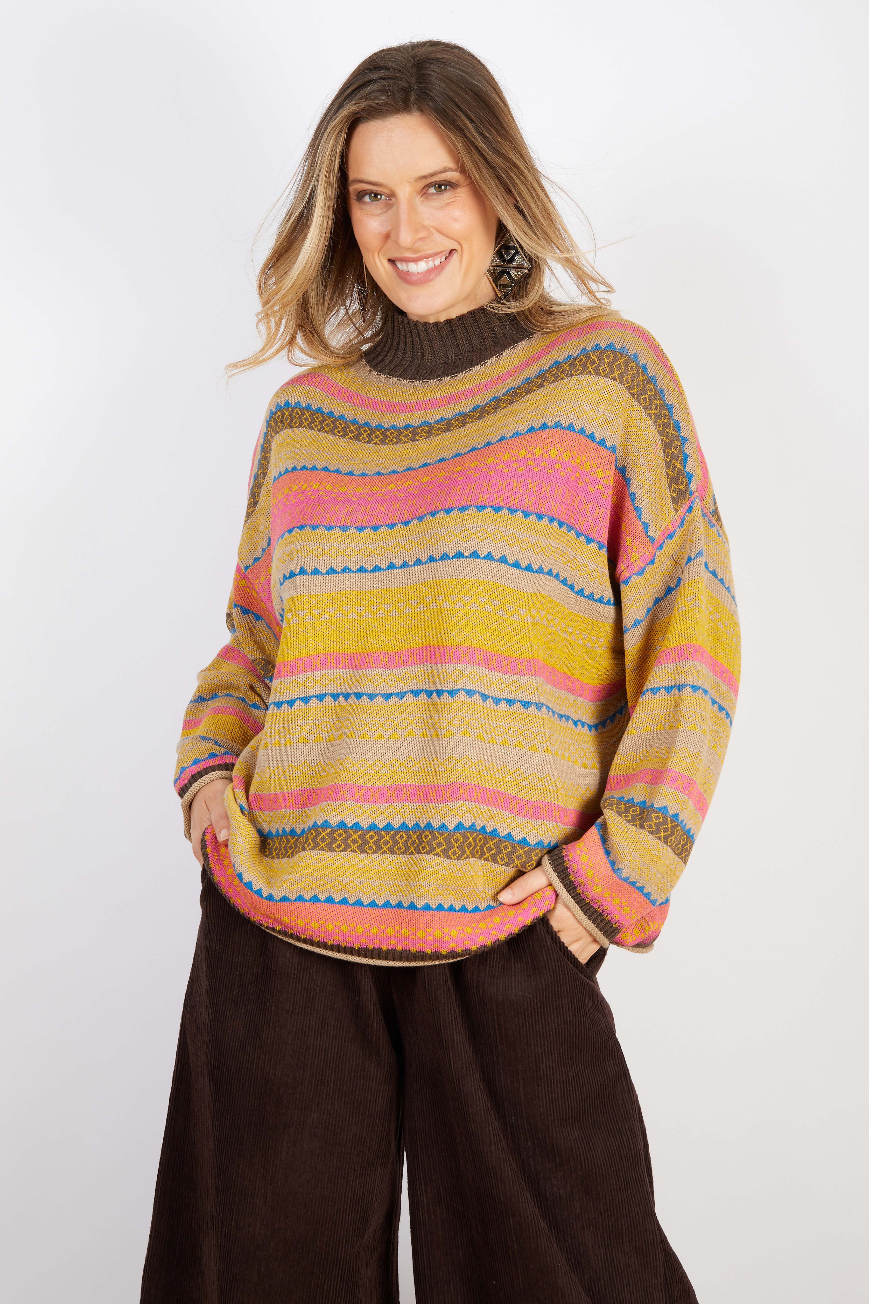 COTTON & RECYCLED FIBERS KNIT YELLOW AND PINK