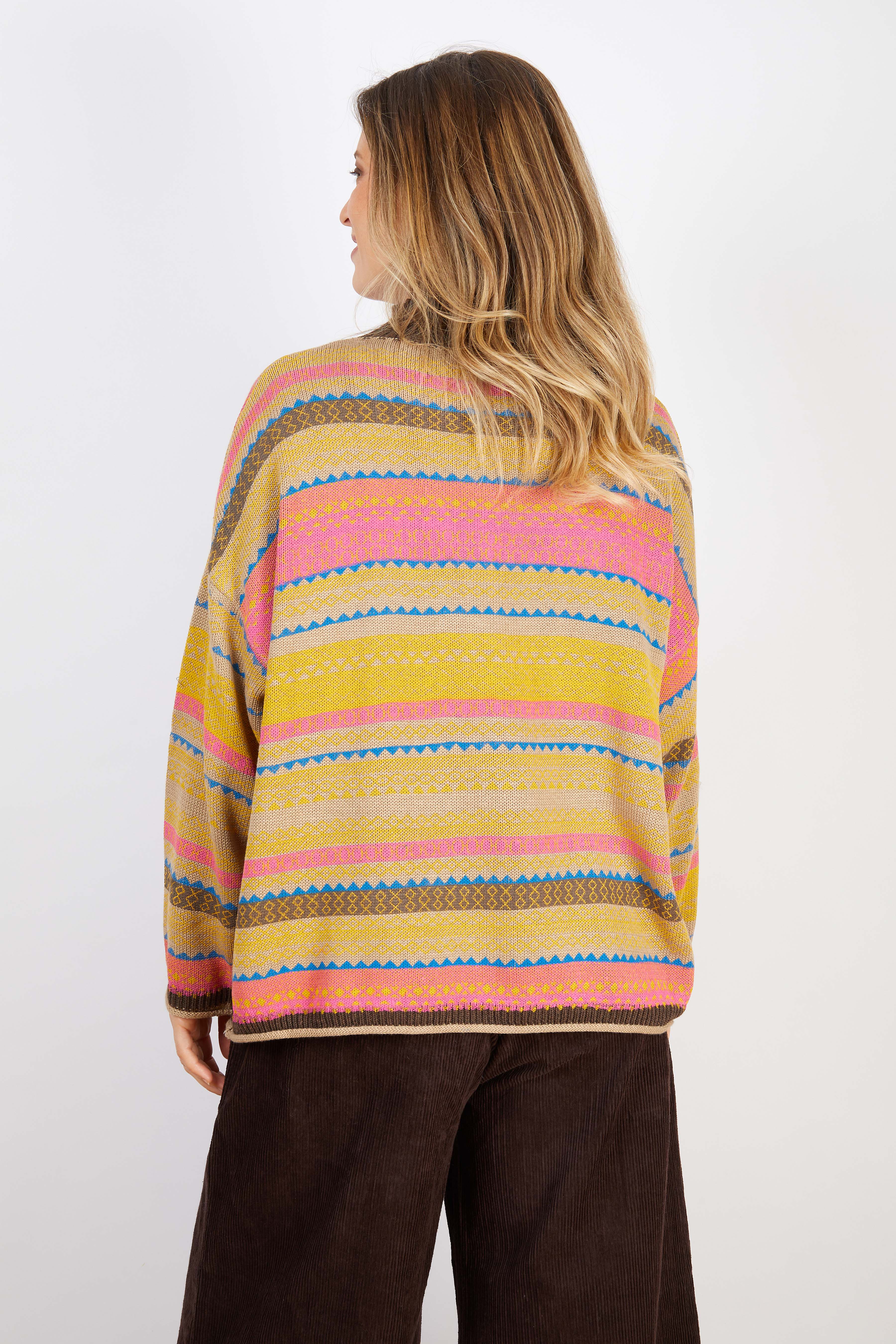 COTTON & RECYCLED FIBERS KNIT YELLOW AND PINK