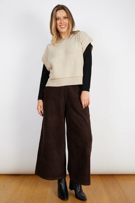 COTTON BLEND VEST WITH HOODIE CREAM