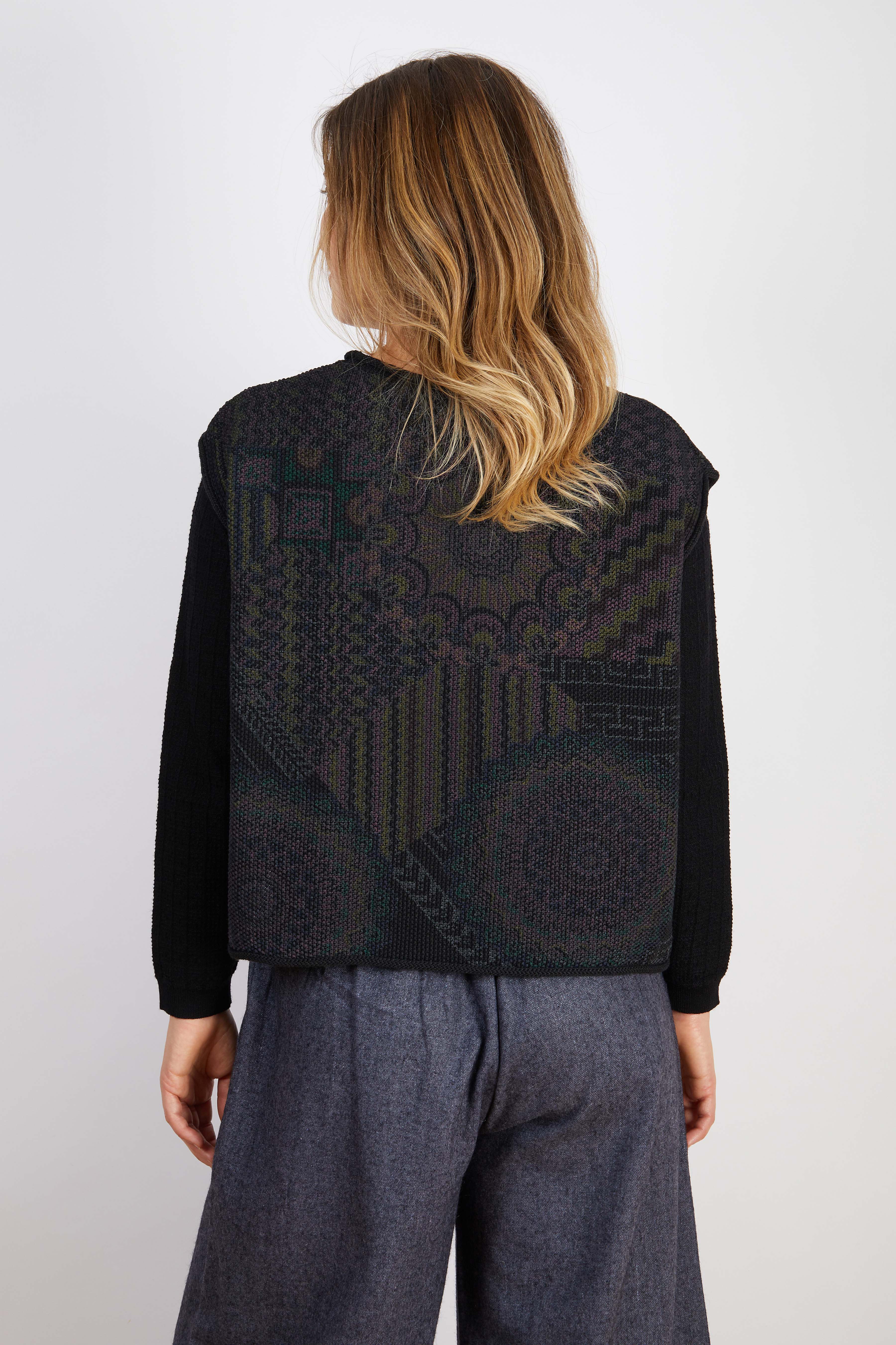 COTTON & RECYCLED FIBERS VEST BLACK