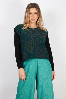 COTTON & RECYCLED FIBERS VEST GREEN