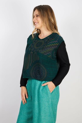 COTTON & RECYCLED FIBERS VEST GREEN