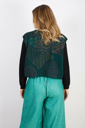 COTTON & RECYCLED FIBERS VEST GREEN