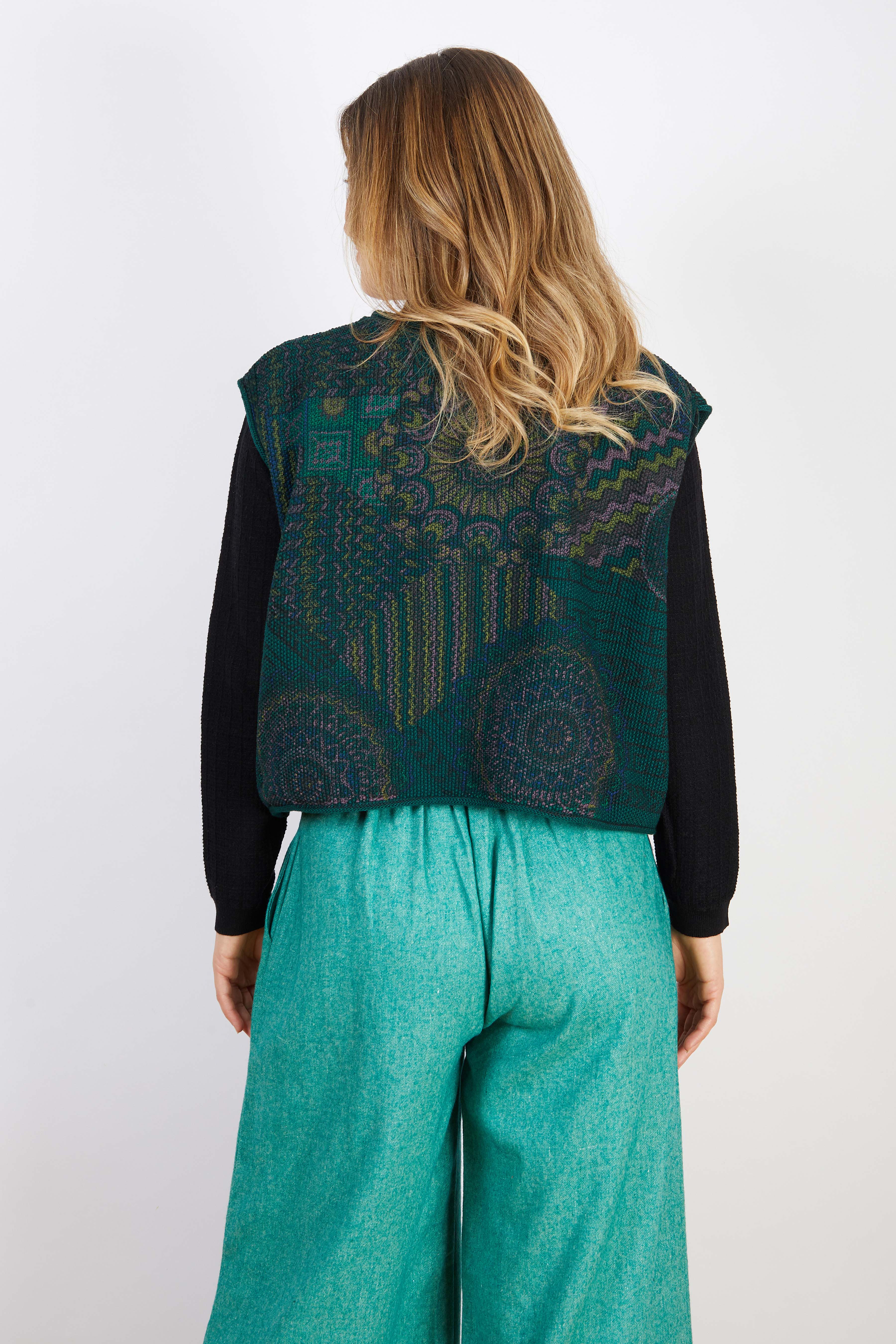 COTTON & RECYCLED FIBERS VEST GREEN