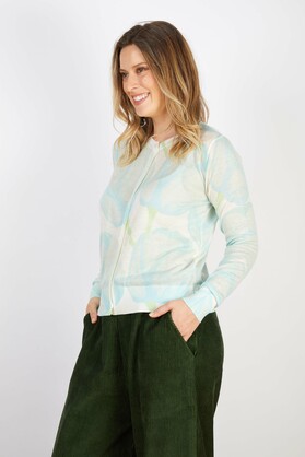 COTTON CASHMERE BLEND CARDIGAN TULIPS