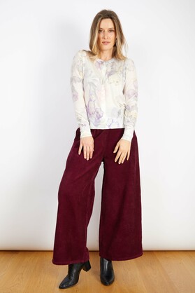 COTTON CASHMERE BLEND CARDIGAN FLORAL