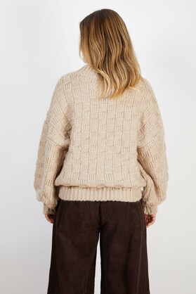 WOOL BLEND BASKETWEAVE KNIT BEIGE