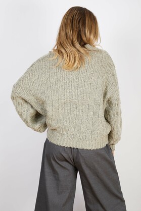 WOOL BLEND BASKETWEAVE KNIT DARK BEIGE