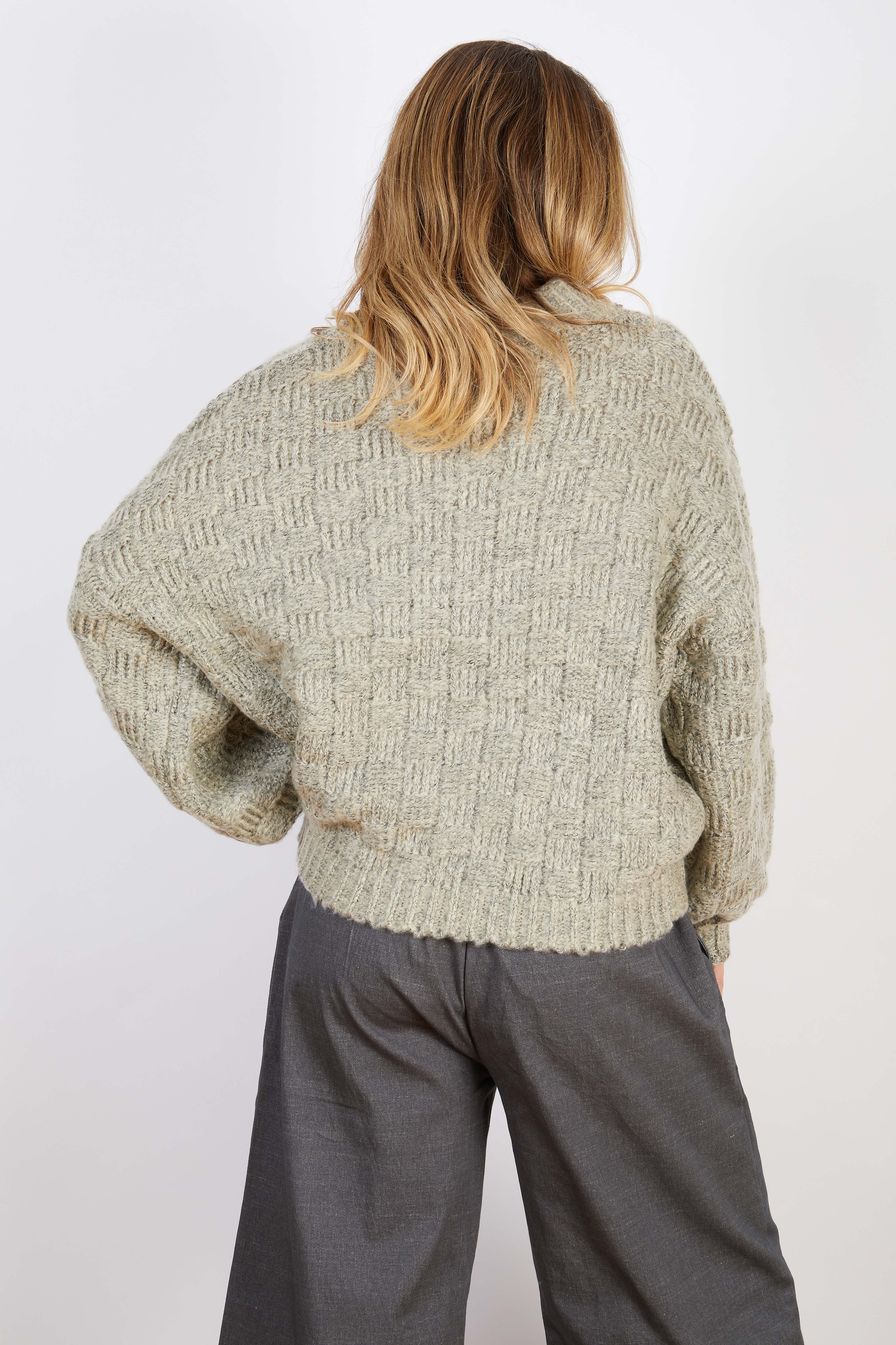 WOOL BLEND BASKETWEAVE KNIT DARK BEIGE