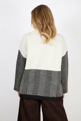 WOOL BLEND KNIT WHITE AND BLACK
