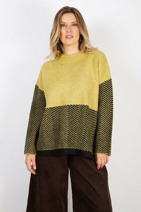WOOL BLEND KNIT YELLOW AND BLACK