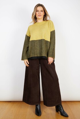 WOOL BLEND KNIT YELLOW AND BLACK