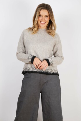 WOOL BLEND KNIT CAMEL WITH BLACK EDGES
