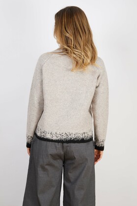 WOOL BLEND KNIT CAMEL WITH BLACK EDGES