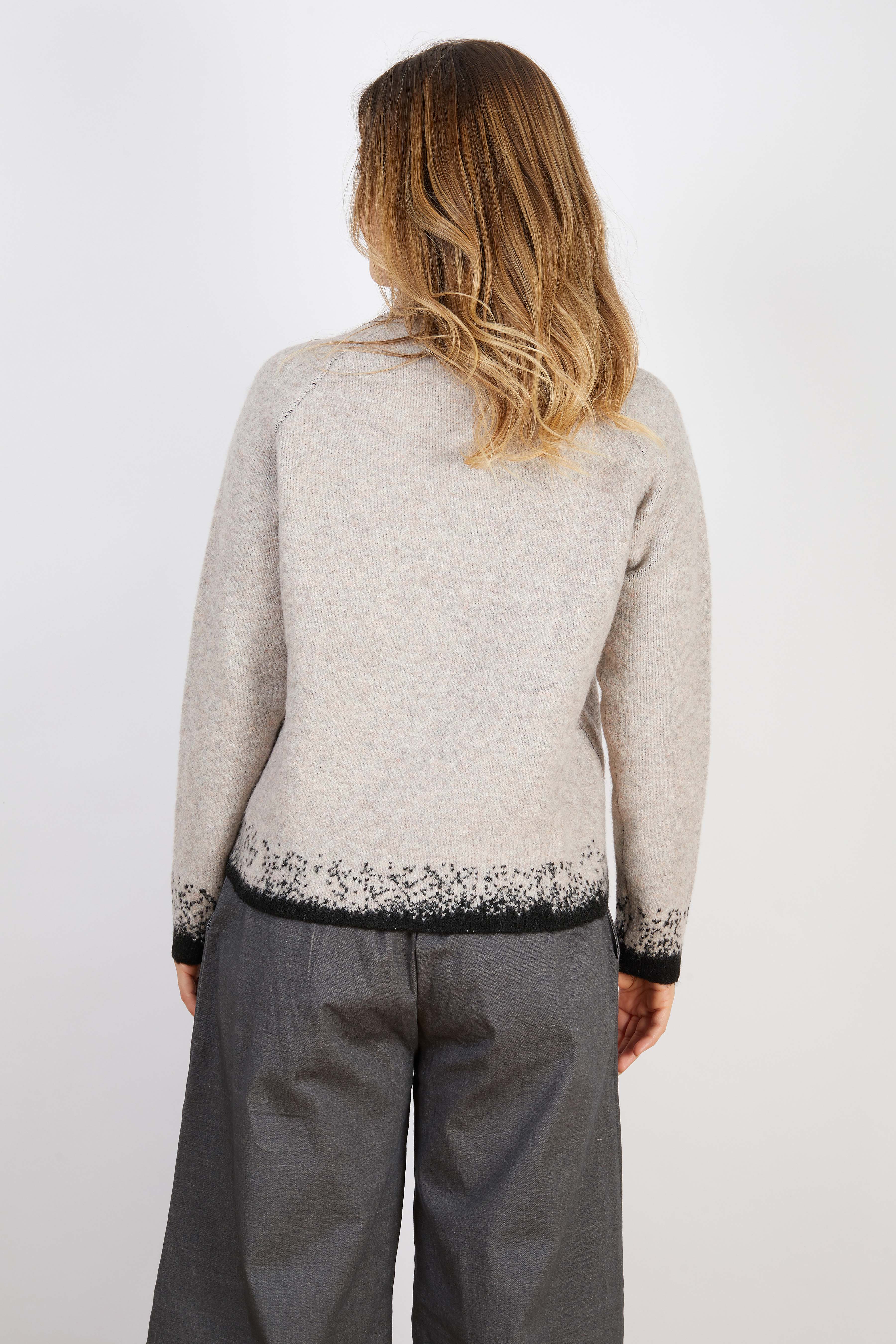 WOOL BLEND KNIT CAMEL WITH BLACK EDGES