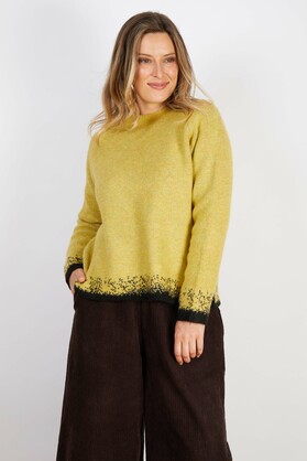 WOOL BLEND KNIT  YELLOW WITH BLACK EDGES