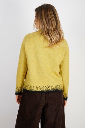 WOOL BLEND KNIT  YELLOW WITH BLACK EDGES