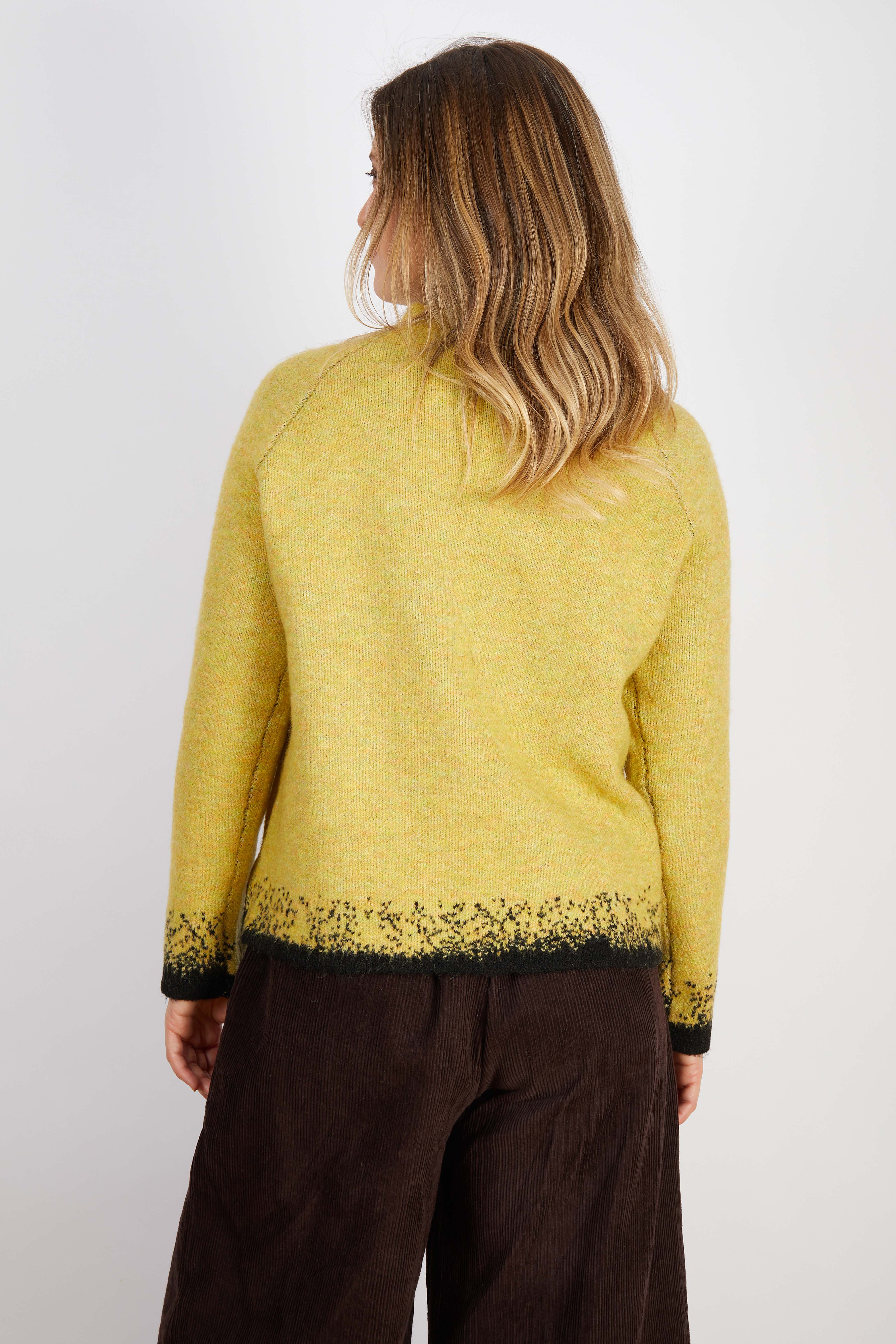 WOOL BLEND KNIT  YELLOW WITH BLACK EDGES