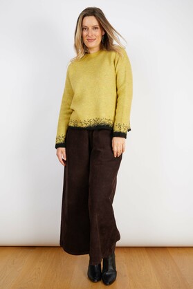 WOOL BLEND KNIT  YELLOW WITH BLACK EDGES