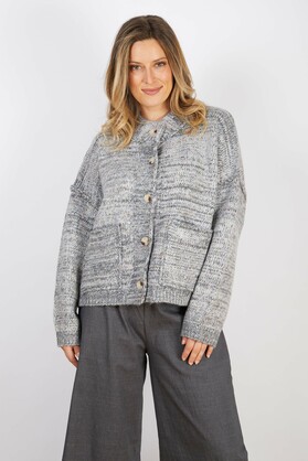 WOOL BLEND CARDIGAN LIGHT GREY