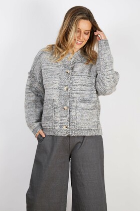 WOOL BLEND CARDIGAN LIGHT GREY