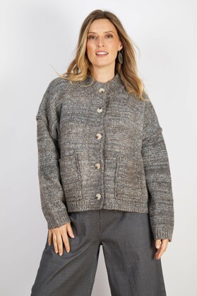 WOOL BLEND CARDIGAN DARK GREY