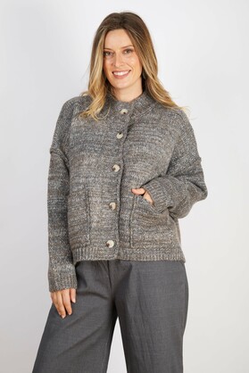 WOOL BLEND CARDIGAN DARK GREY