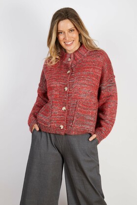 WOOL BLEND CARDIGAN RED