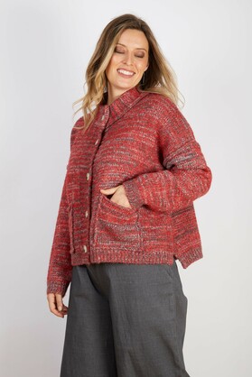 WOOL BLEND CARDIGAN RED