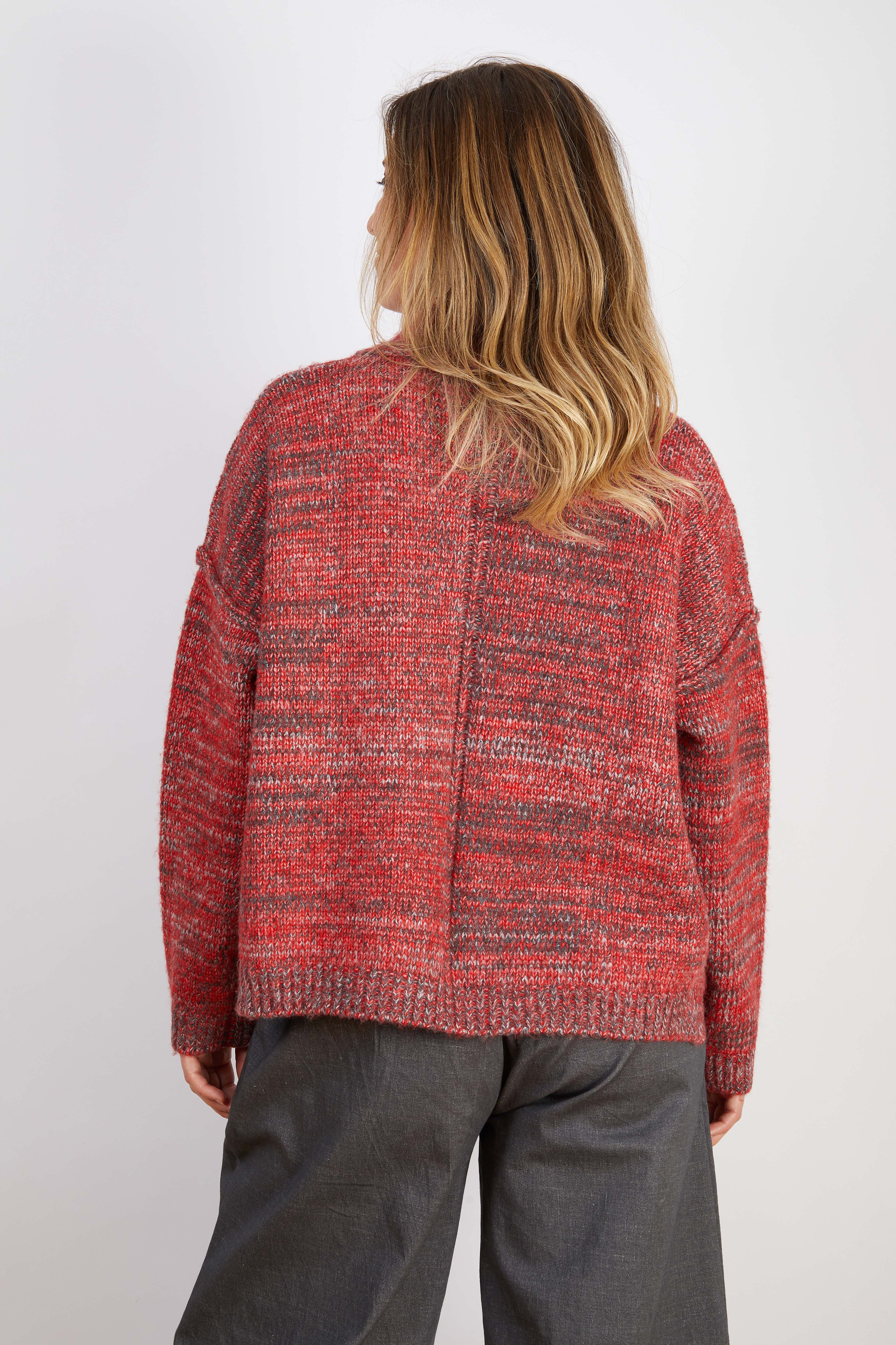 WOOL BLEND CARDIGAN RED