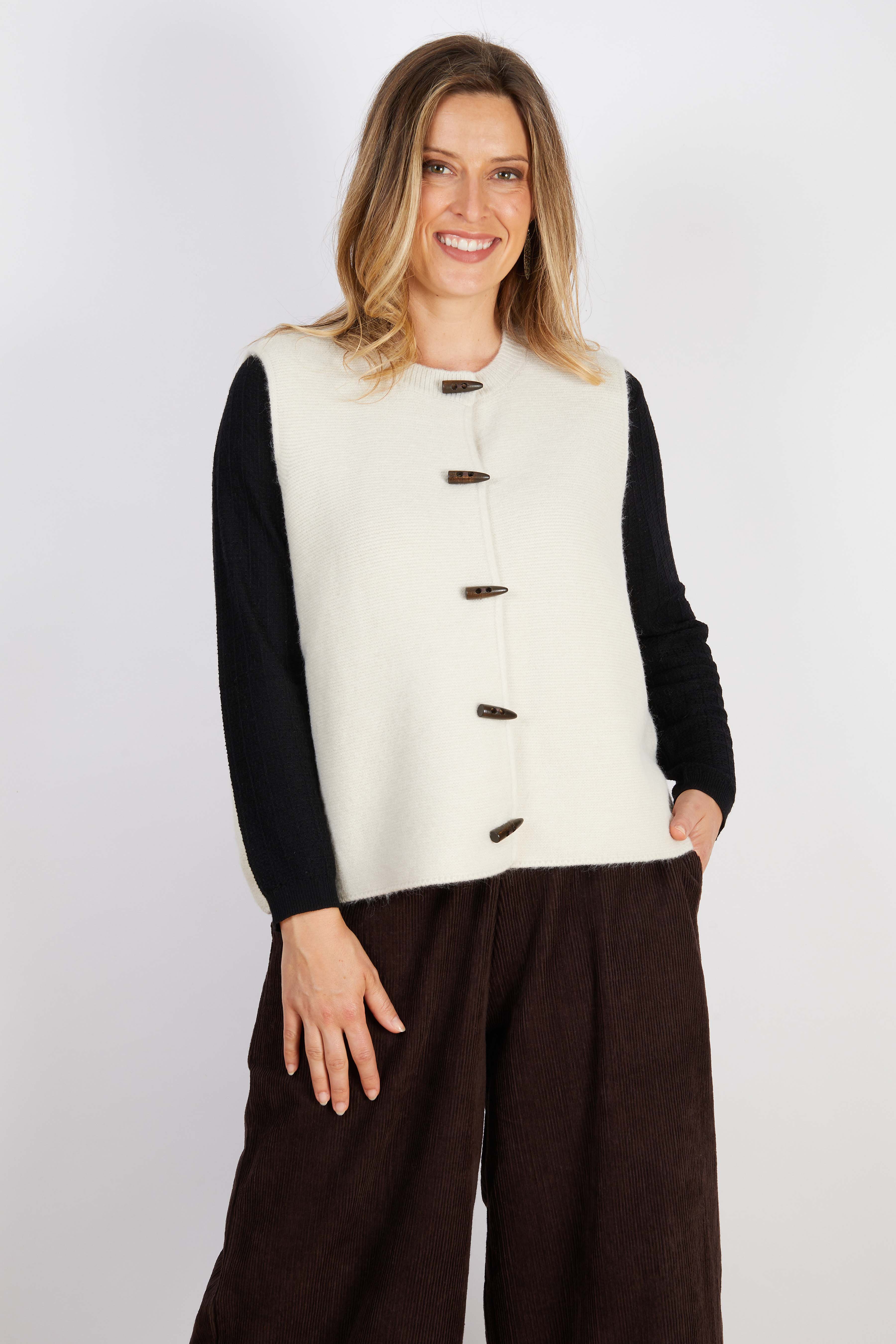 WOOL BLEND VEST WHITE