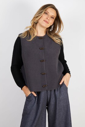 WOOL BLEND VEST BLACK