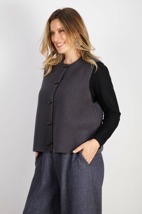 WOOL BLEND VEST BLACK