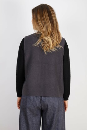 WOOL BLEND VEST BLACK