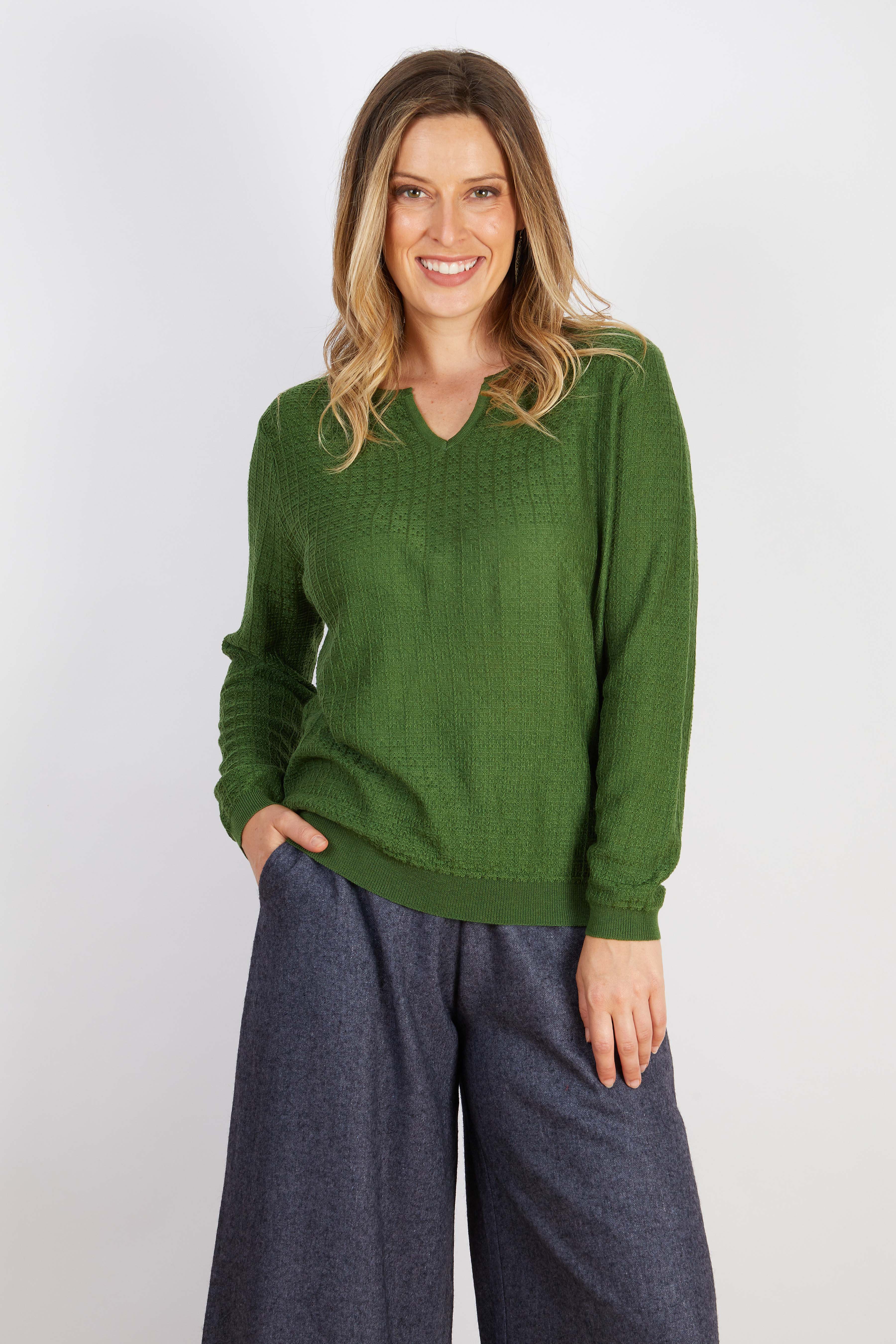 COTTON BLEND KNIT GREEN
