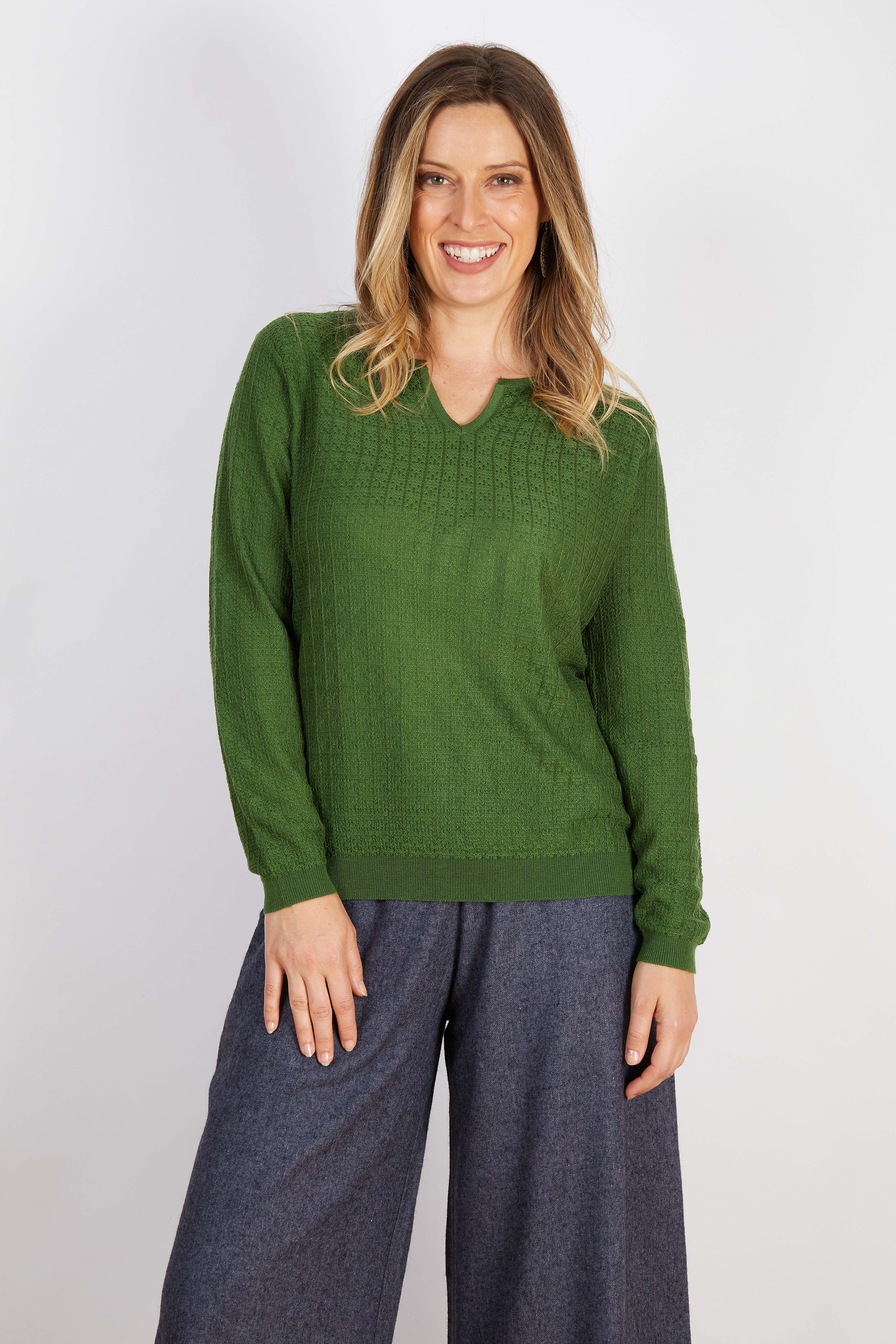COTTON BLEND KNIT GREEN
