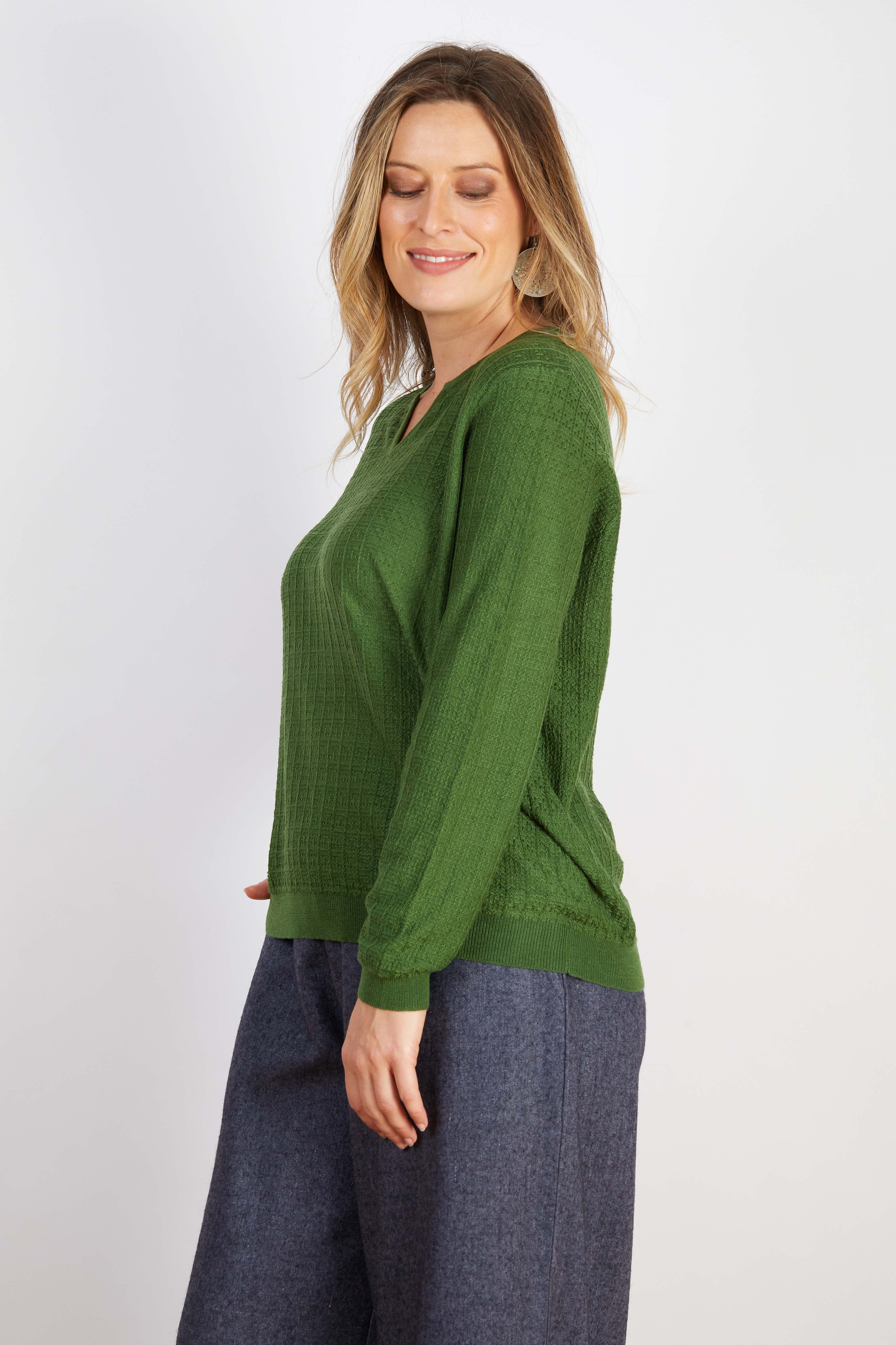 COTTON BLEND KNIT GREEN