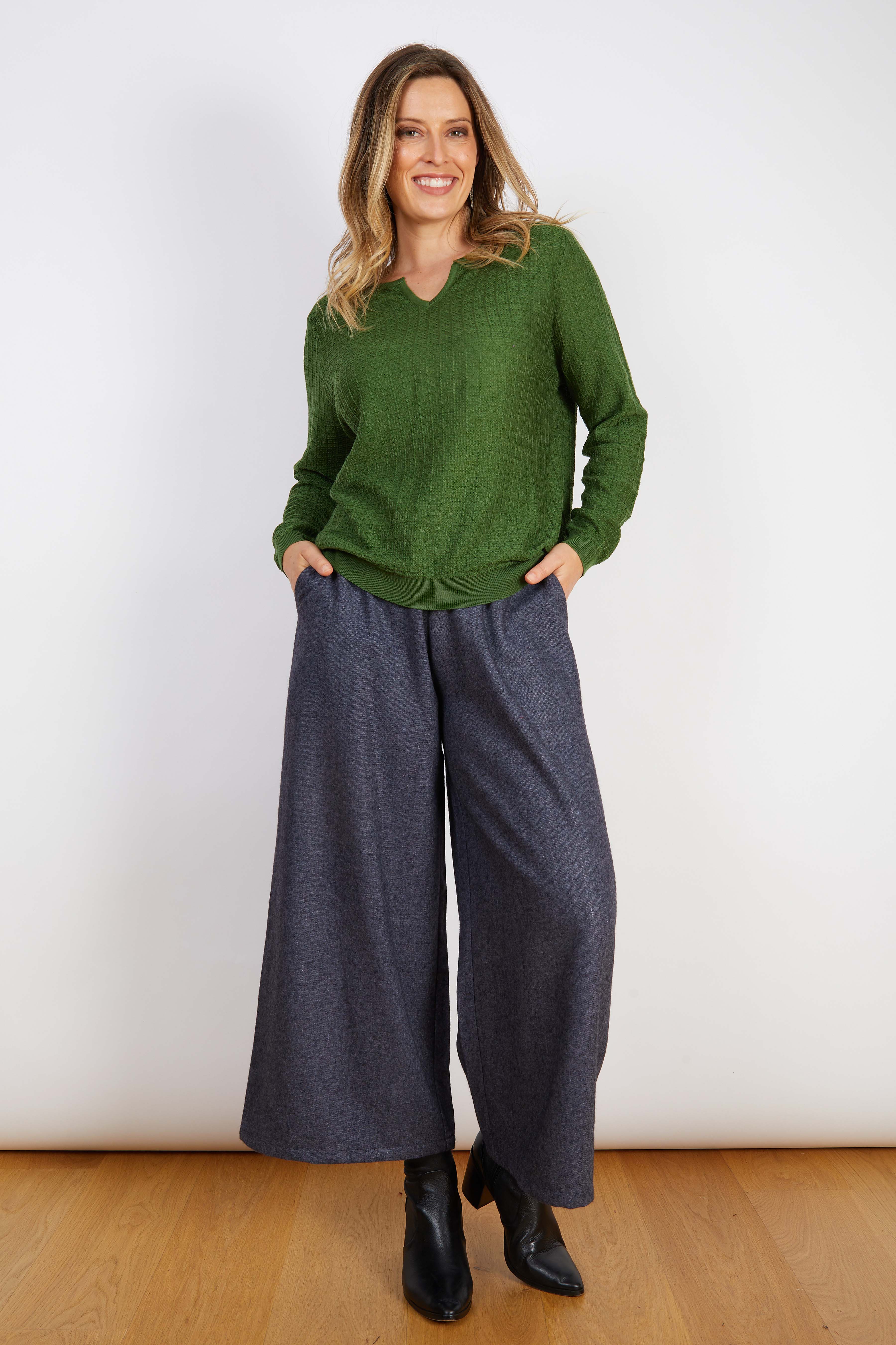 COTTON BLEND KNIT GREEN
